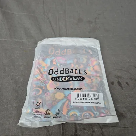 ODDBALLS UNDERWEAR – PEACE & LOVE BOXER SHORTS (MEN'S, XL)