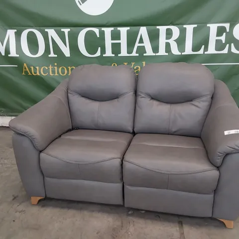 QUALITY BRITISH DESIGNER G PLAN JACKSON POWER RECLINING TWO SEATER SOFA CAPRI GREY LEATHER