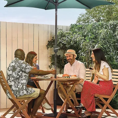 BOXED DARK GREEN 2M STEEL GARDEN PARASOL