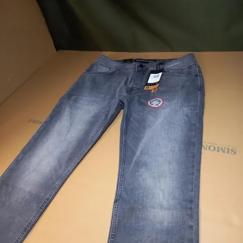 MENS CROSSHATCH GREY DENIM JEANS SIZE W 38