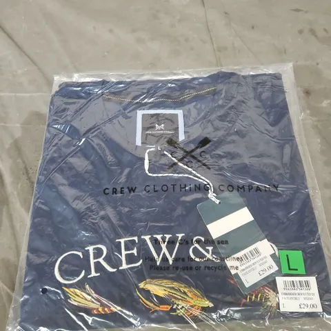 CREW CLOTHING COMPANY NAVY EMBROIDERED TEE – SIZE L