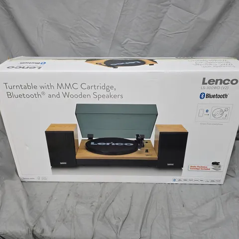 LENCO LS-300WD TURNTABLE WITH BLUETOOTH & WOODEN SPEAKERS – BOXED