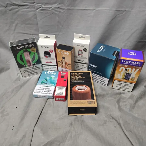 APPROXIMATELY 20 ASSORTED E-CIGARETTE PRODUCTS TO INCLUDE BRANDS SUCH AS VAPORESSO, LOST MARY, VUSE, ETC - COLLECTION ONLY