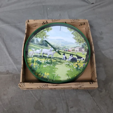COLLIE & SHEEP WALL CLOCK – THE LEONARDO COLLECTION (LP49247)