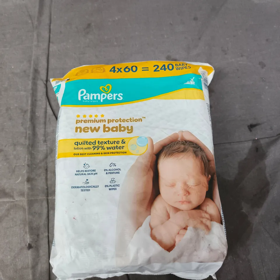 PAMPERS NEW BABY WIPES – 240 WIPES (4 X 60) PACK