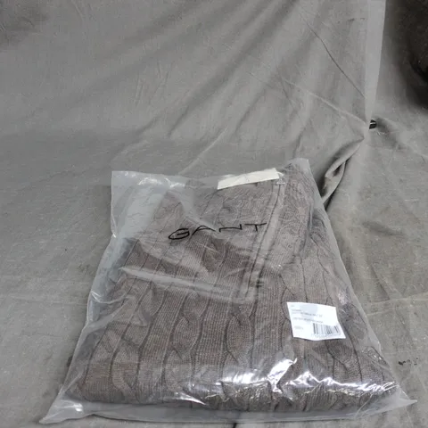 GANT COTTON CABLE HALF ZIP SEAWOOD MELANGE LARGE TOP, BAGGED WITH TAGS