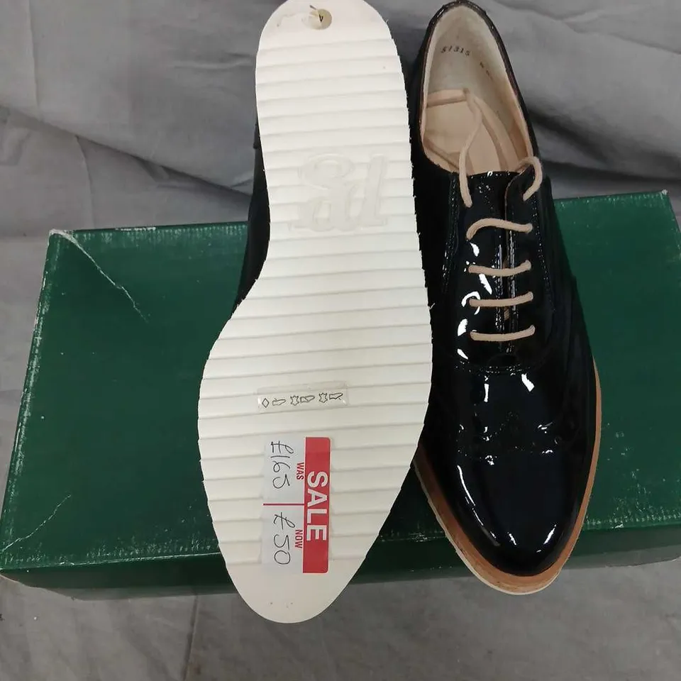 PAUL GREEN SOFTLACK STEEL BLUE OXFORD SHOES – UK 4 (BOXED)