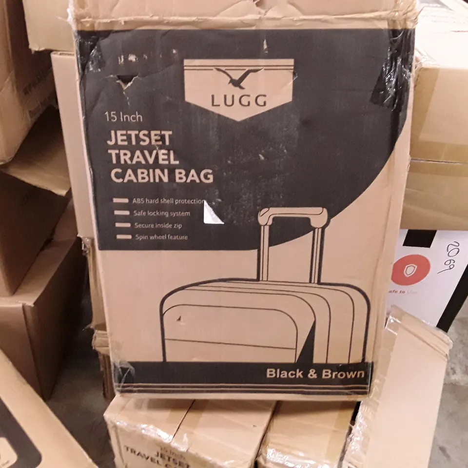 BOXED LUGG JET SET TRAVEL CABIN BAG 15 INCH - BLACK  & BROWN