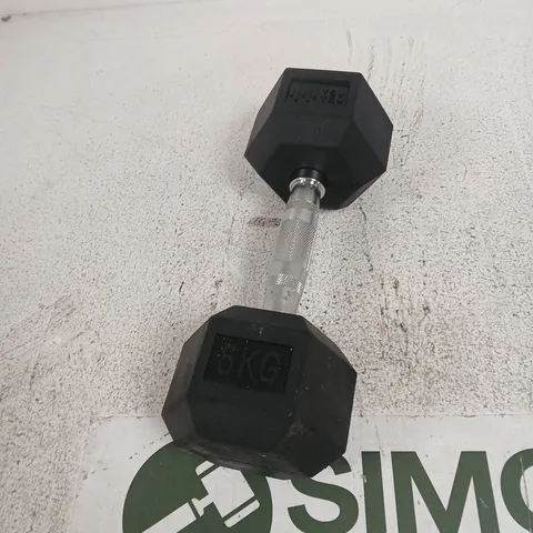 DUMBBELL 5KG HEX RUBBER-COATED – CHROME HANDLE