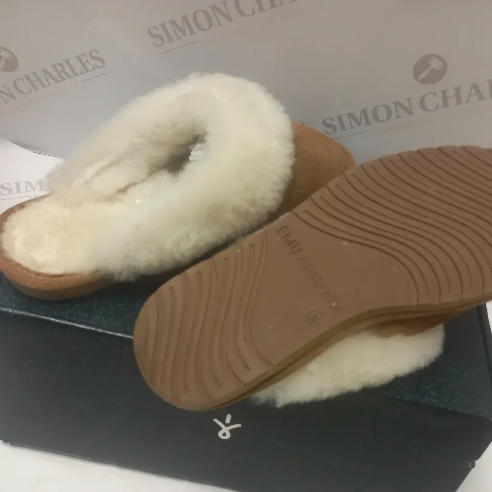 BOXED CAMEL MONCH SLIPPERS - SIZE 5