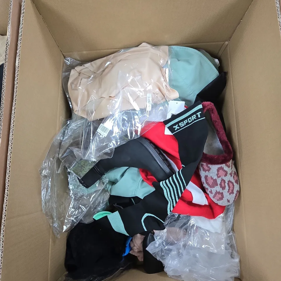 BOX OF APPROXIMATELY 25 ASSORTED ITEMS TO INCLUDE: CHARLOTTE WEST LINEN BLAZER