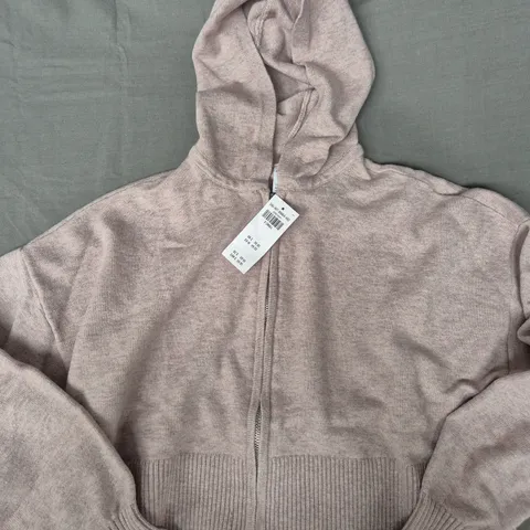 GILLY HICKS ZIPPED CROP HOODED FLEECE IN BEIGE - XS