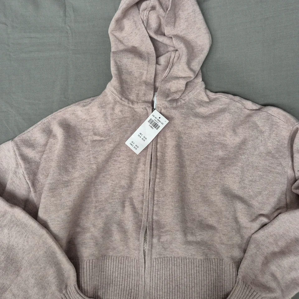 GILLY HICKS ZIPPED CROP HOODED FLEECE IN BEIGE - XS