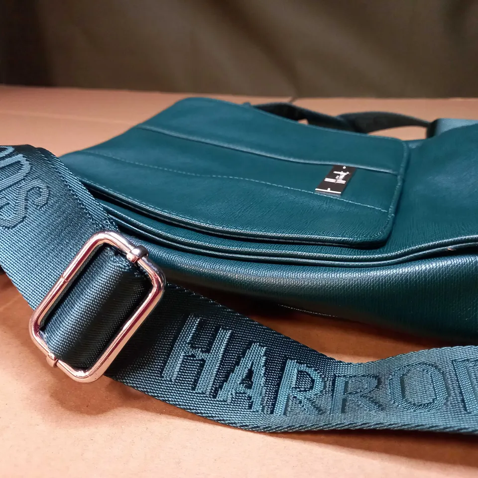 HARRODS GREEN SATCHEL STYLE BAG