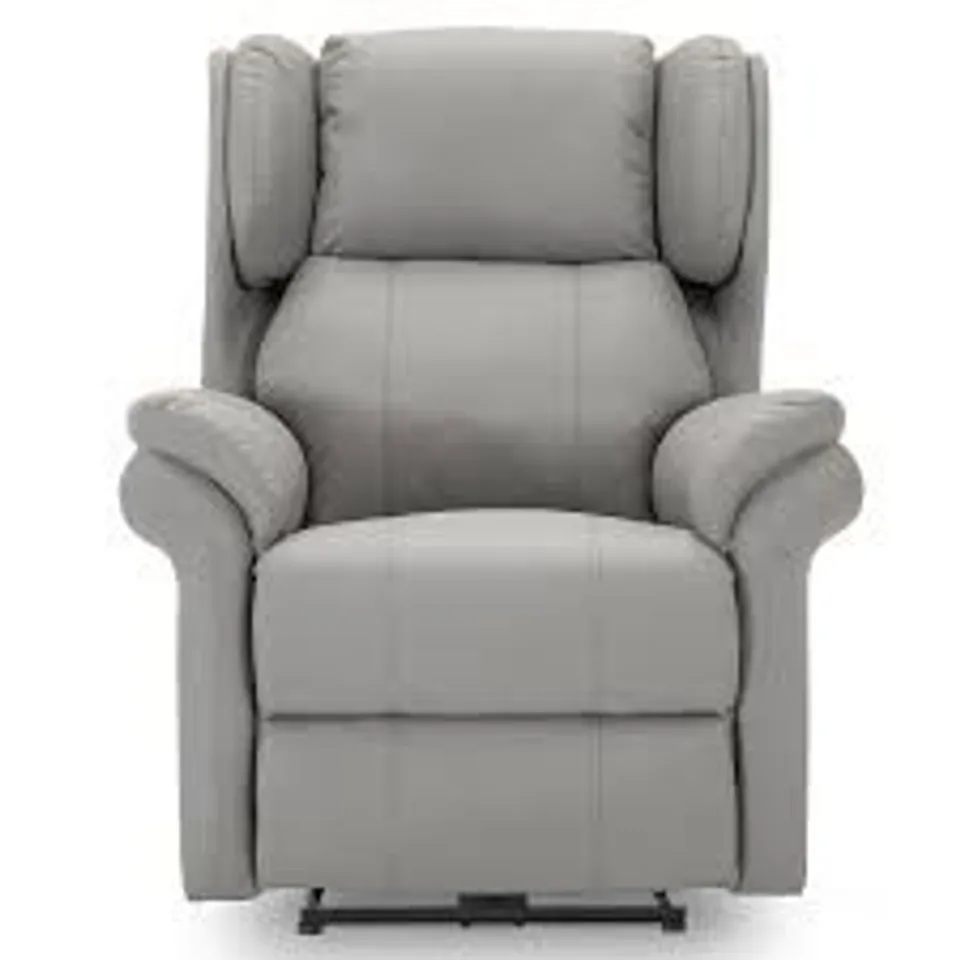 BOXED GREY FAUX LEATHER MANUAL RECLINING ROCKING EASY CHAIR (2 BOXES)