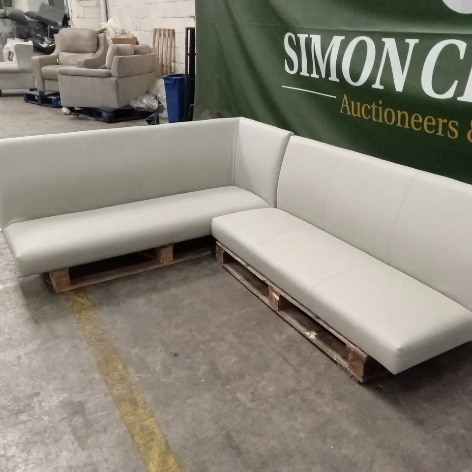 DANETTI LOOP 5 SEATER GREY FAUX LEATHER CORNER DINING BENCH RRP £999