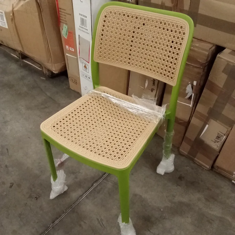 BOXED SET OF 6 GREEN CAFE CHAIRS (2 BOXES)