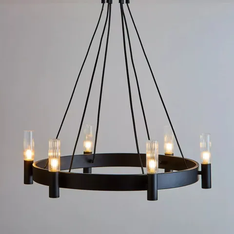 FRANCIS 6 LIGHT PENDANT - BLACK - COLLECTION ONLY 