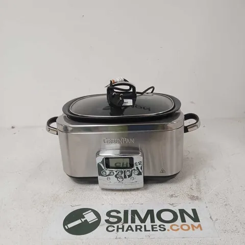 GREENPAN STAINLESS STEEL ELECTRIC SLOW COOKER WITH GLASS LID