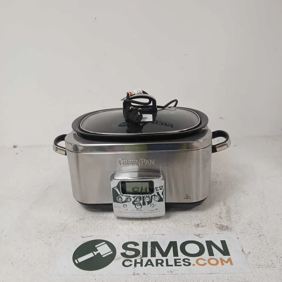 GREENPAN STAINLESS STEEL ELECTRIC SLOW COOKER WITH GLASS LID