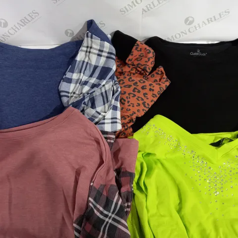 BOX OF APPROX 30 ASSORTED CLOTHING ITEMS TO INCLUDE - TOPS & TROUSERS