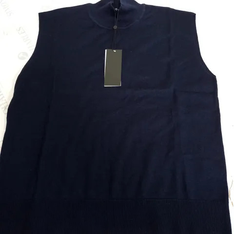 ME+EM MERINO SILK CLEAN EDGE EVENING VEST - SMALL - INK BLUE