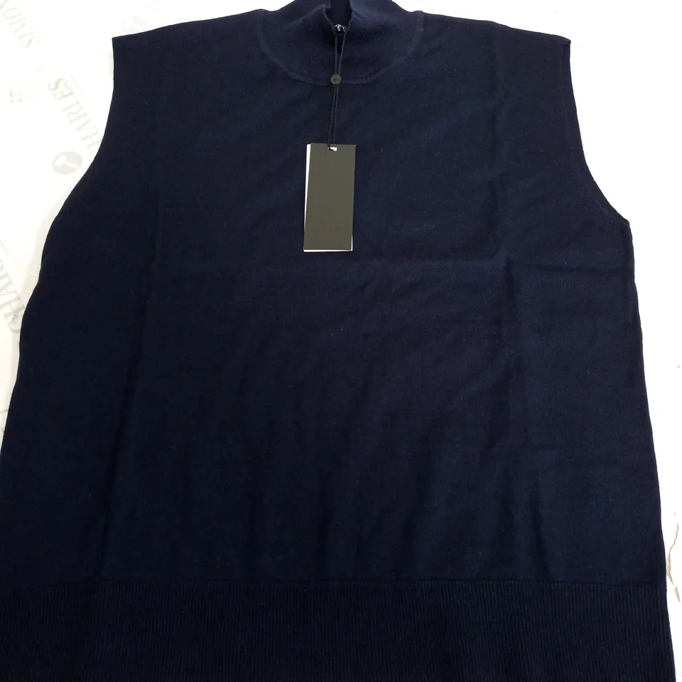 ME+EM MERINO SILK CLEAN EDGE EVENING VEST - SMALL - INK BLUE