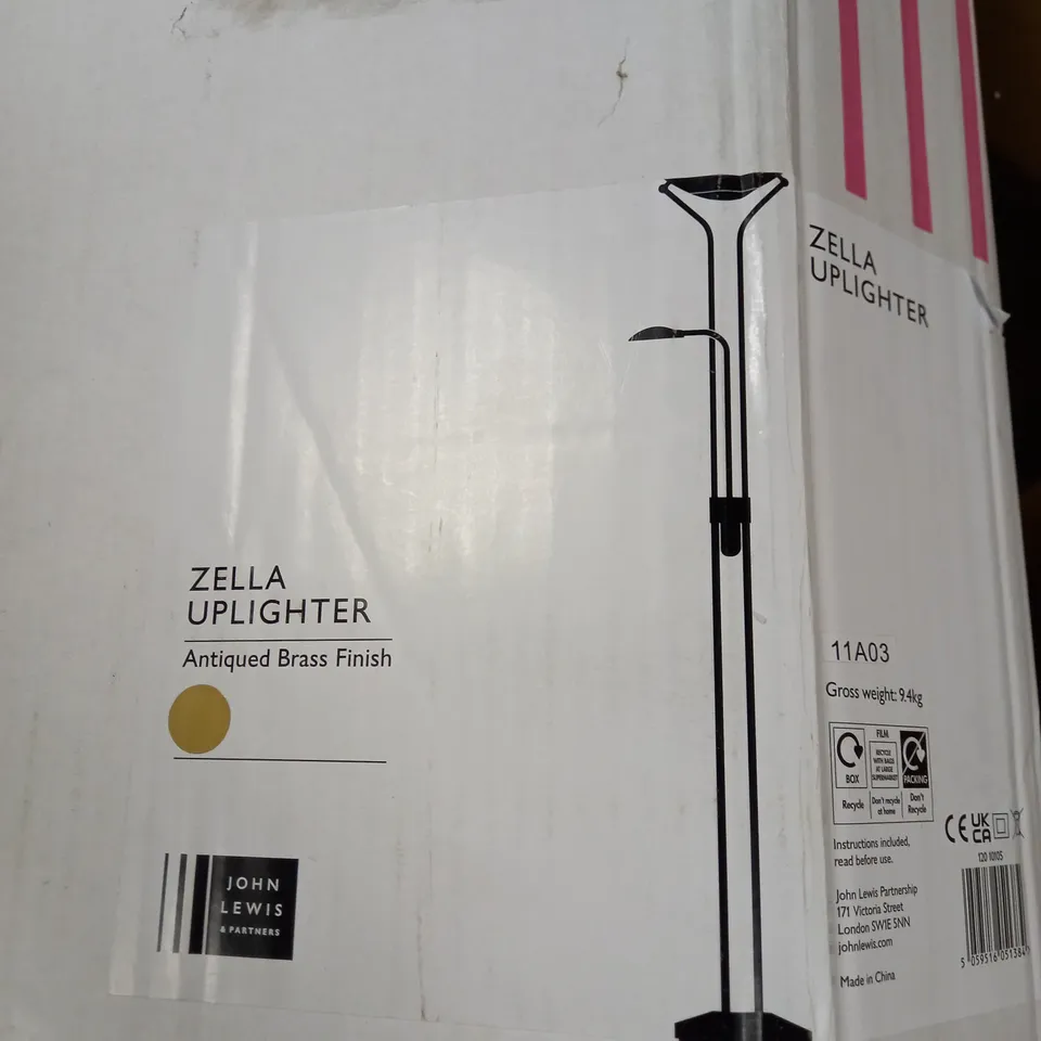 ZELLA UPLIGHTER - ANTIQUED BRASS FINISH - COLLECTION ONLY