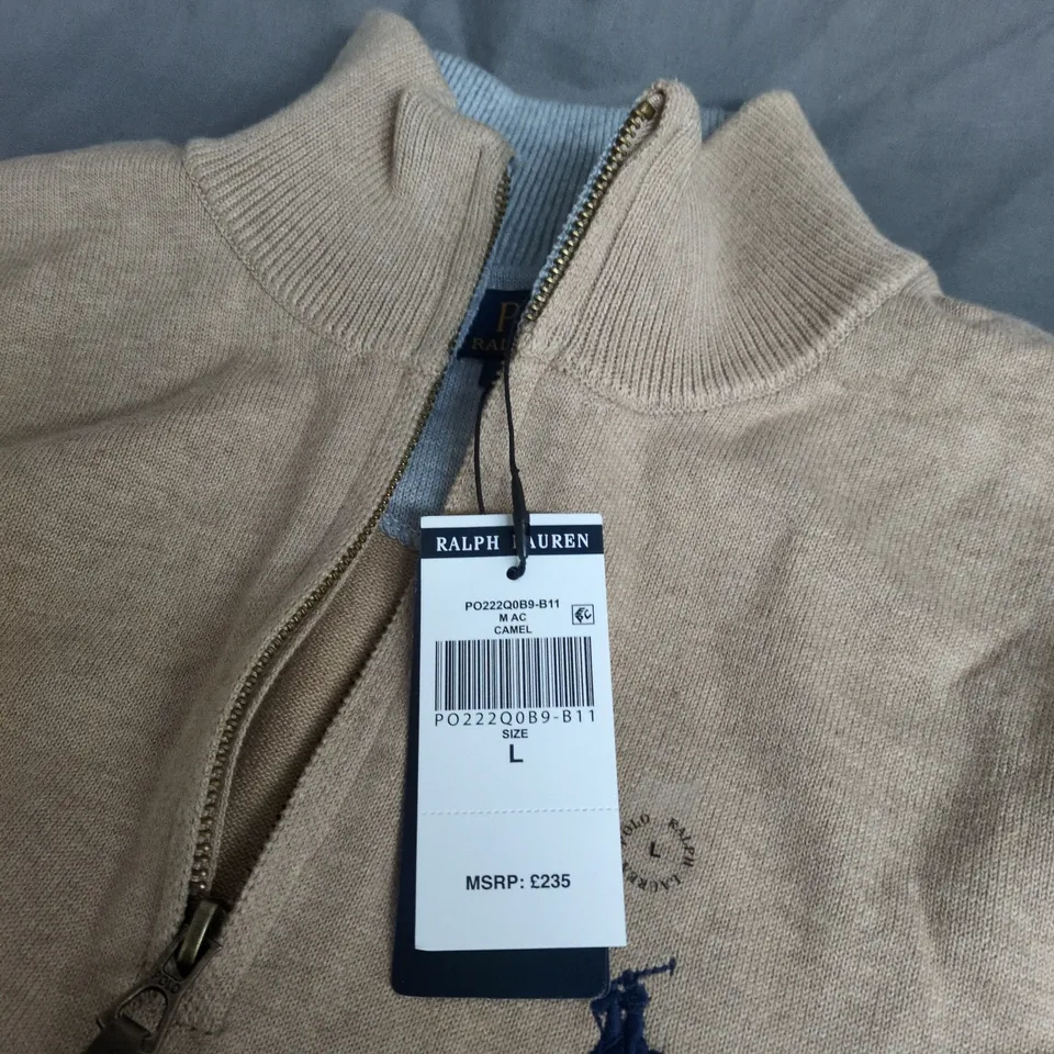 POLO RALPH LAUREN CLASSIC FIT ZIP CARDIGAN – BEIGE (UK L)