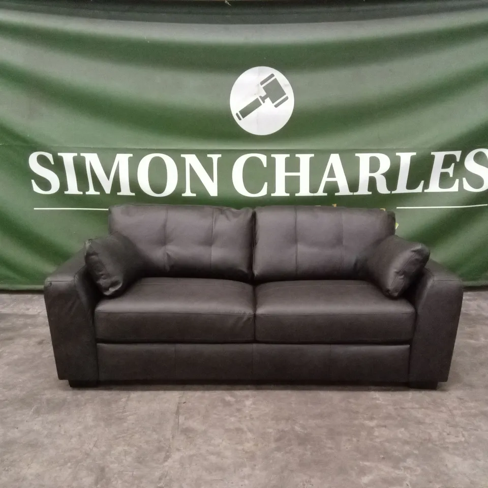 ARDEN ITALIAN LEATHER 3 SEATER SOFA - BLACK RRP £1399