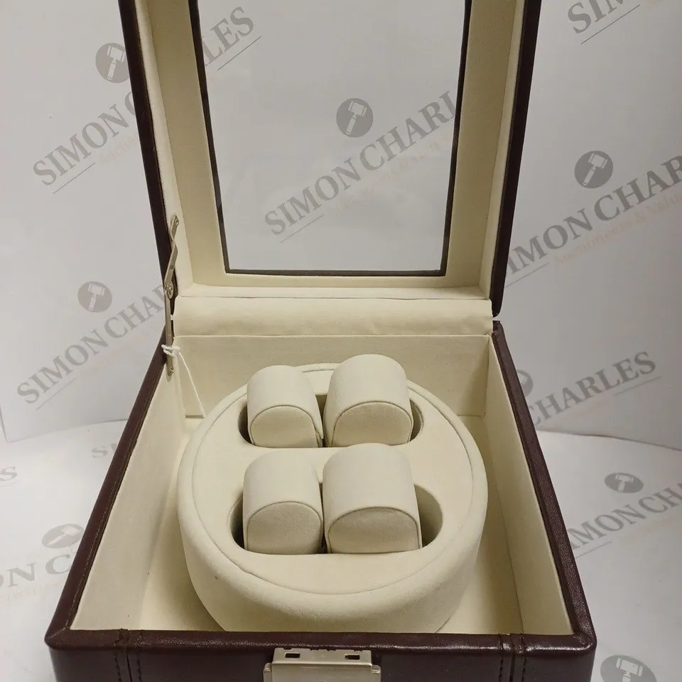BOXED STAUER LEATHER DOUBLE WATCH WINDER - BROWN