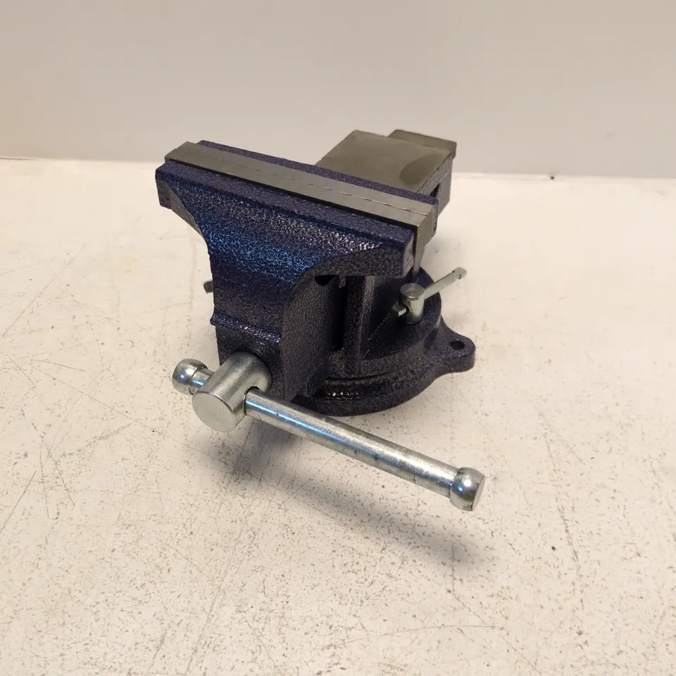 Mini Blue Bench Vise with Swivel Base – Small Workshop Vise 