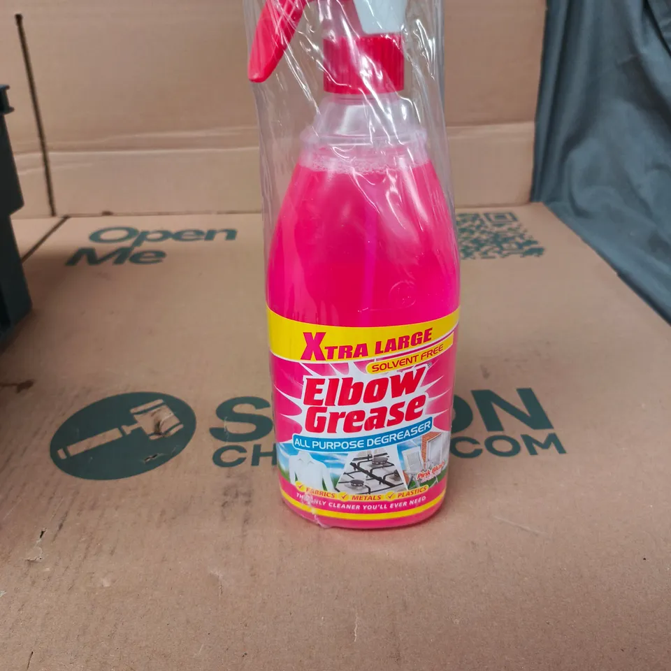 TOTE OF APPROXIMATELY 15 ASSORTED LIQUIDS TO INCLUDE: EXTRA LARGE ELBOW GREASE 