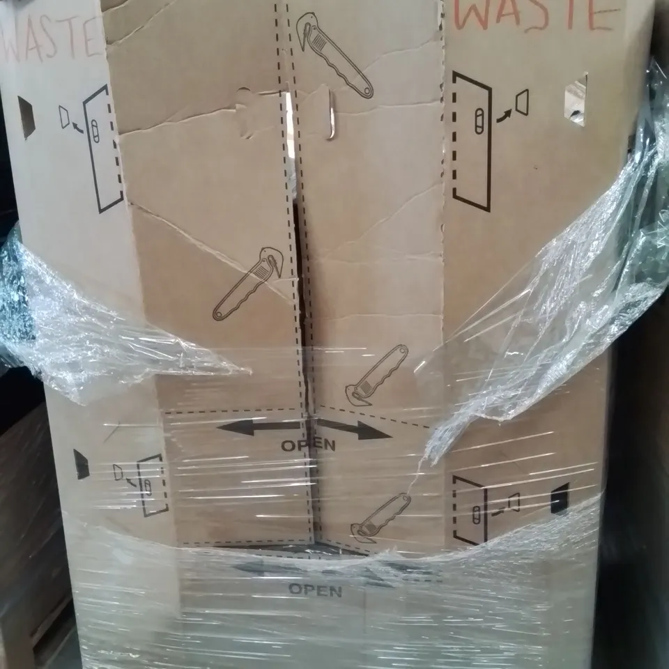 PALLET CONTAINING ASSORTED HOUSEHOLD PRODUCTS INCLUDING AIR COOLER, ROLLER BLIND, MULTI FUNCTIONAL BABY CRIB, 8' WOODEN GARDEN PATHWAY & BALANCE BIKE