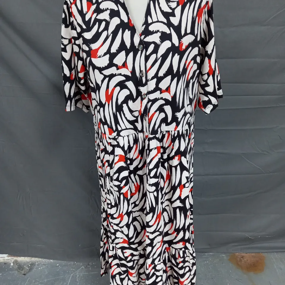 WHITE STUFF NAYA JERSEY DRESS IN BLACK MULTI SIZE UK 16P