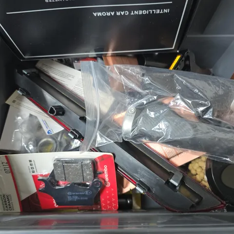 APPROXIMATELY 8 ASSORTED VEHICLE PARTS & ACCESSORIES TO INCLUDE CAR AROMA, BRAKE PADS, STEALTH ELECTRONIC IGNITION CONVERSION, ETC