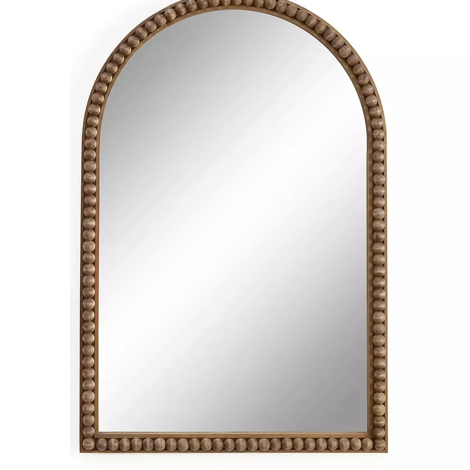 BOXED ARCHED BOBBIN WOOD MIRROR 61X91CM - COLLECTION ONLY
