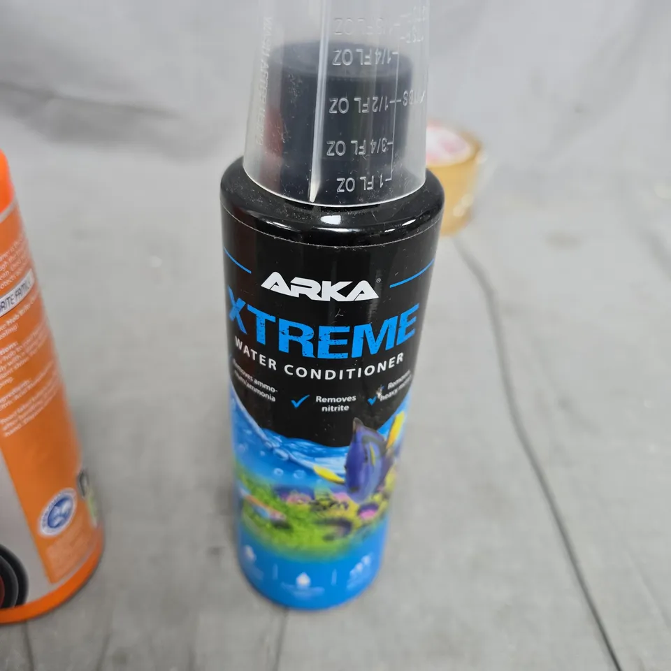 TOTE OF APPROXIMATELY 15 ASSORTED LIQUIDS TO INCLUDE: WATER CONDITIONER AND HOB BRITE