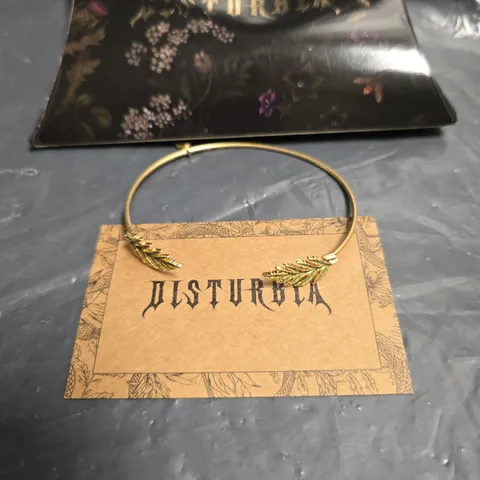 DISTURBIA GOLD-TONE LEAF-DESIGN BANGLE BRACELET