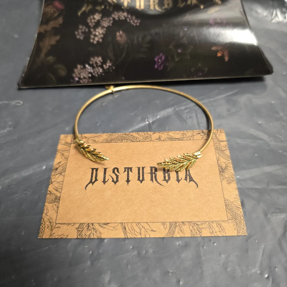 DISTURBIA GOLD-TONE LEAF-DESIGN BANGLE BRACELET