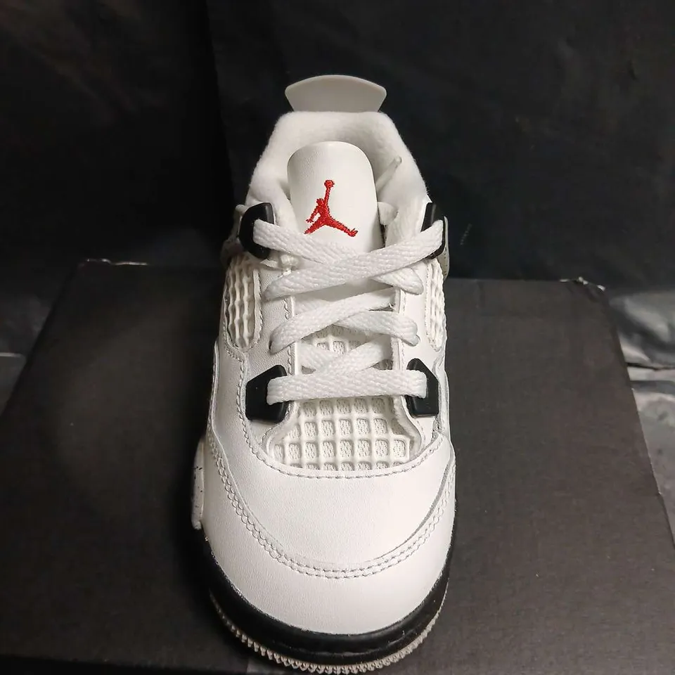 JORDAN 4 RETRO OG TD TODDLER SNEAKERS – SUMMIT WHITE/FIRE RED, UK 6.5 (US 7C)