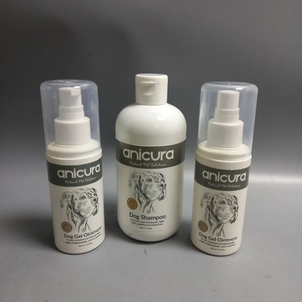 LOT OF 3 ANICURA DOG SHAMPOO AND GEL OINTMENT