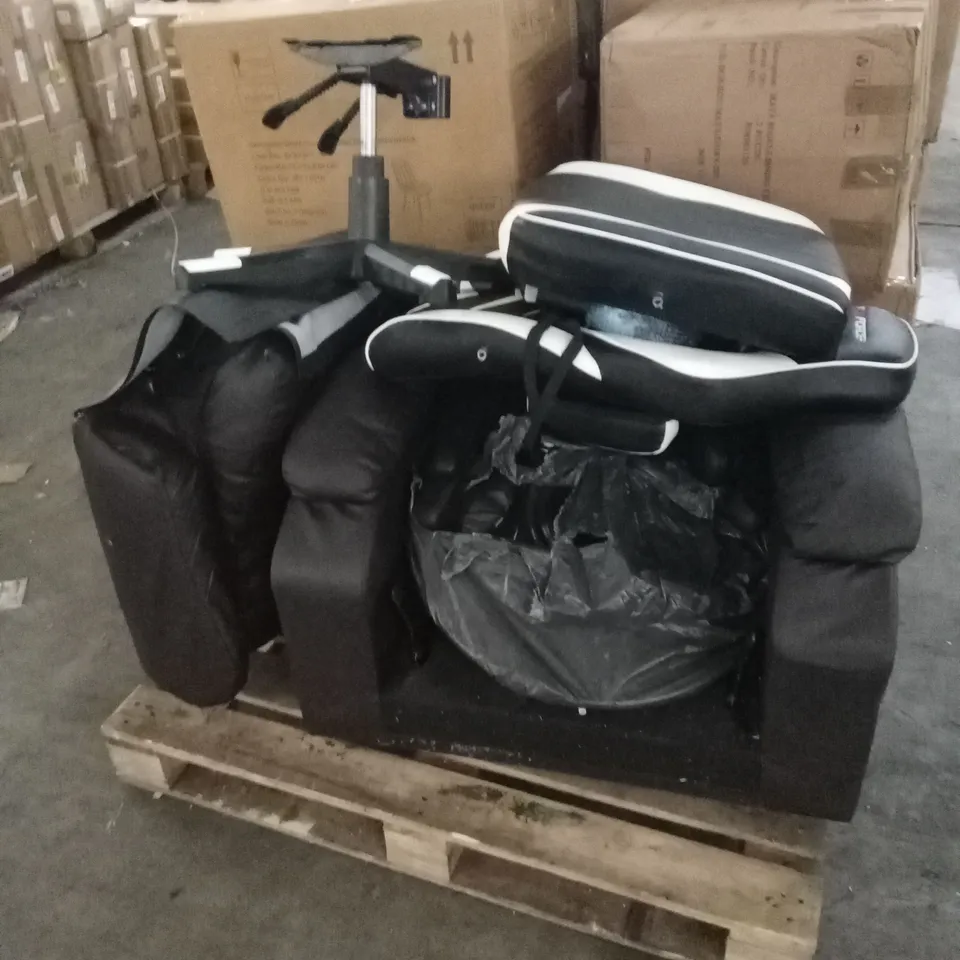 PALLET OF ASSORTED COMPUTER AND RECLINER CHAIR PARTS AND PIECES