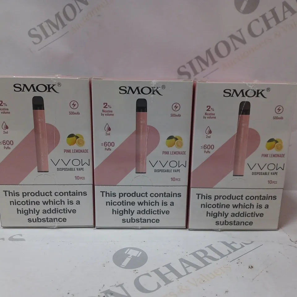 BOX OF 30 SMOK 2% VVOW PINK LEMONADE DISPOSABLE VAPES