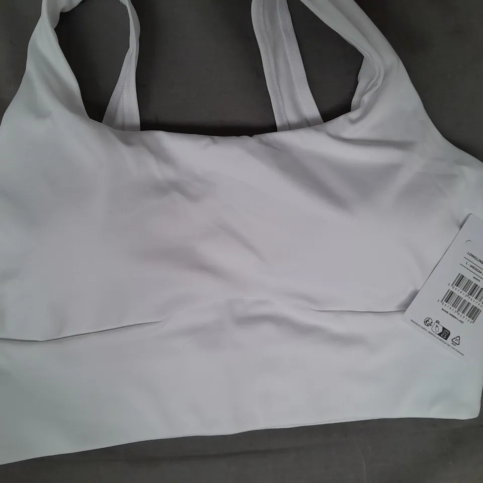 GYM SHARK LONGLINE SPORTS BRA IN WHITE SIZE LARGE