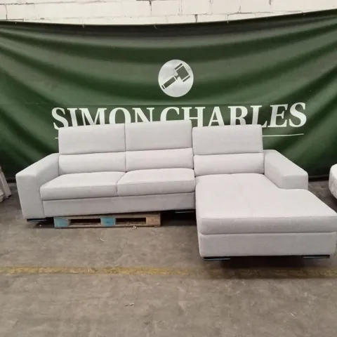 QUALITY DESIGNER 3 SEATER FABRIC UPHOLSTERED CHAISE SOFA