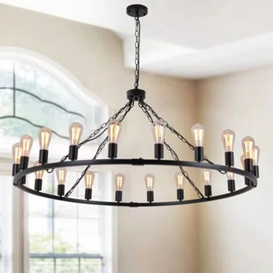 BOXED TURCO 20-LIGHT WAGON WHEEL CHANDELIER (1 BOX)
