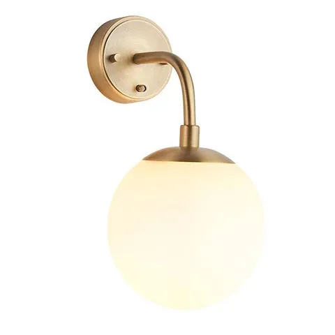 BOXED ENDON 1 LIGHT WALL LIGHT MATT ANTIQUE BRASS PLATE & OPAL GLASS 
