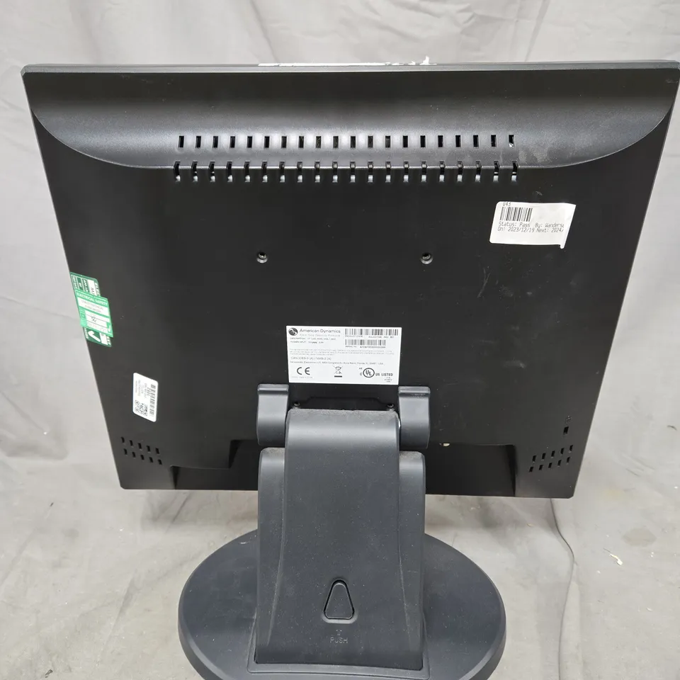 AMERICAN DYNAMICS CCTV MONITOR – BLACK LCD ON ROUND STAND
