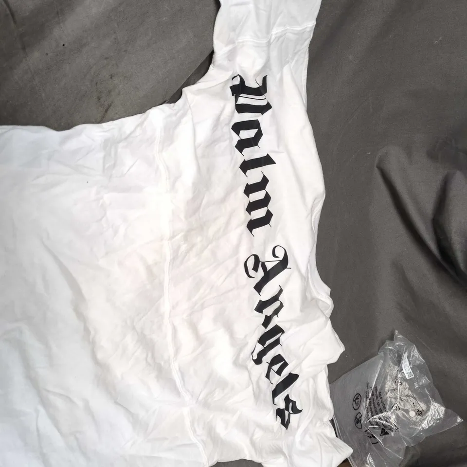 PALM ANGELS WHITE T-SHIRT DRESS WITH GOTHIC LOGO